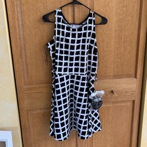 Black and White Printed Sundress with Belt